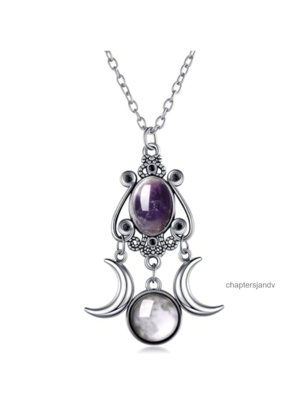 Gothic Moon Crescent Pendant Necklace Crystal Alloy Lobster Clasp Fashion